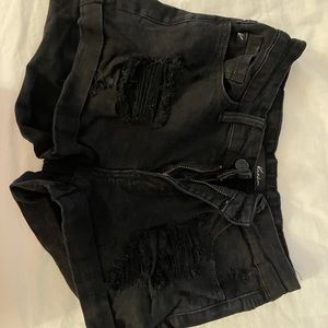Kancan Black Jean Shorts with Rips Size 26